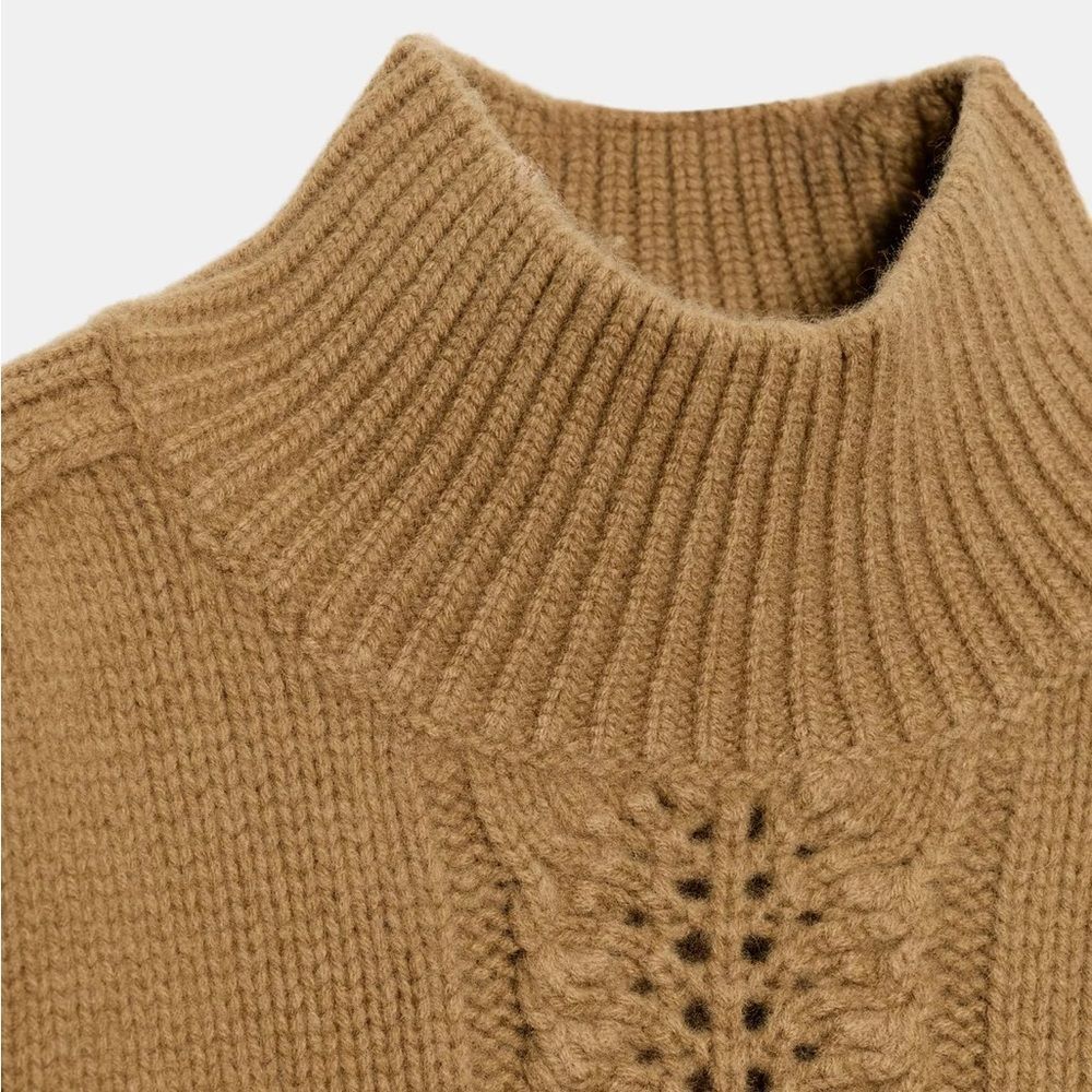 ZARA 100% WOOL TEXTURED JUMPER - Picture 9 of 9